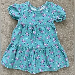 Cat & Jack 2T Girls Teal with Pink Flowers Dress